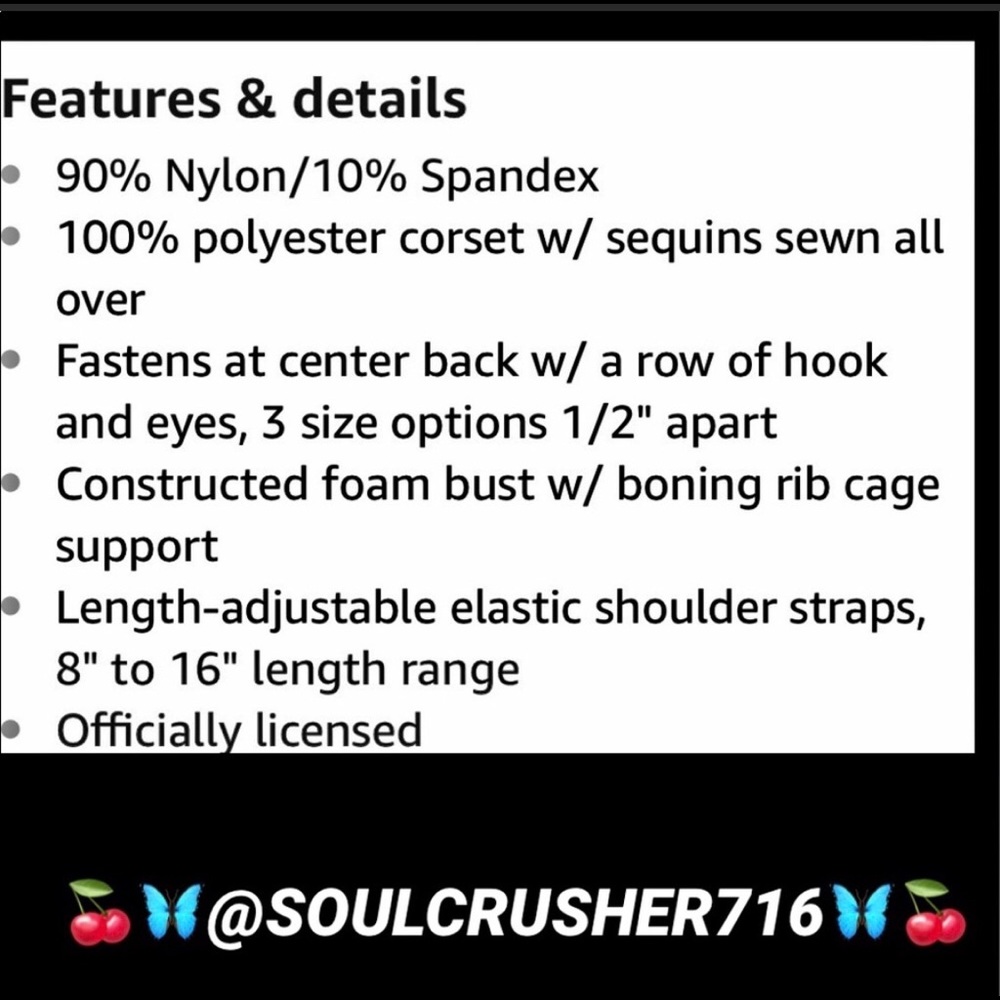 DC COMICS BATMAN SEQUIN CORSET - Picture 6 of 8